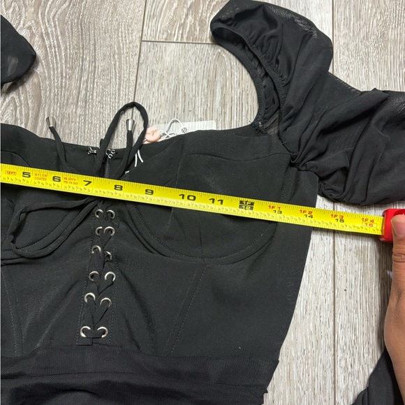 Oh Polly Black Lace-Up Long Sleeve Dress - Picture 5 of 10